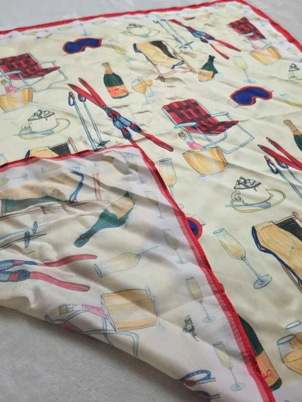 New Anthropologie Apres Ski skiing Nikki Ackerman 27x27 scarf